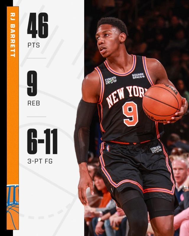 开云官网-尼克斯输球夜唯一慰藉 巴雷特46分创生涯新高!